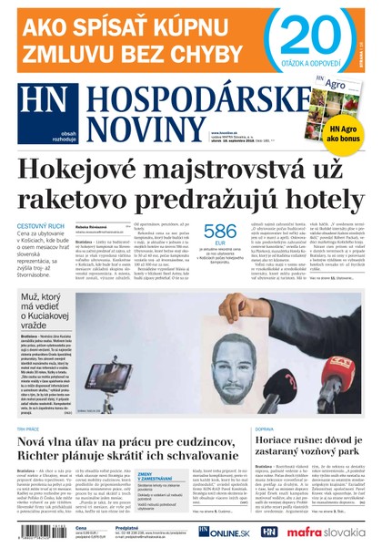 E-magazín Hospodárske noviny 18.09.2018 - MAFRA Slovakia, a.s.
