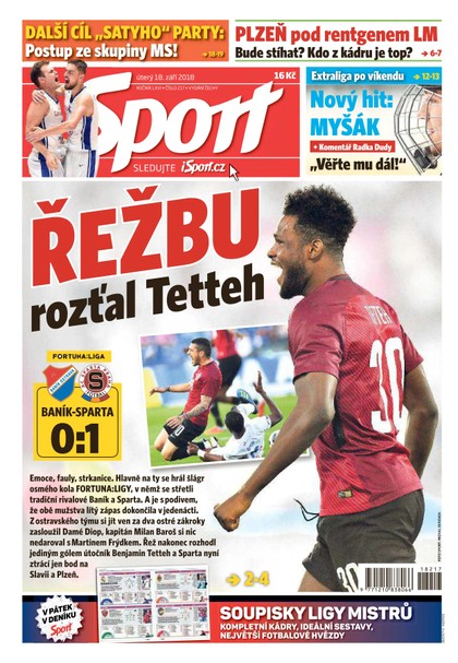 E-magazín Sport - 18.9.2018 - CZECH NEWS CENTER a. s.