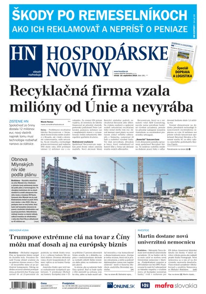 E-magazín Hospodárske noviny 19.09.2018 - MAFRA Slovakia, a.s.