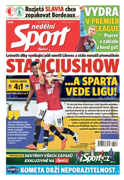 E-magazín Nedělní Sport - 23.9.2018 - CZECH NEWS CENTER a. s.