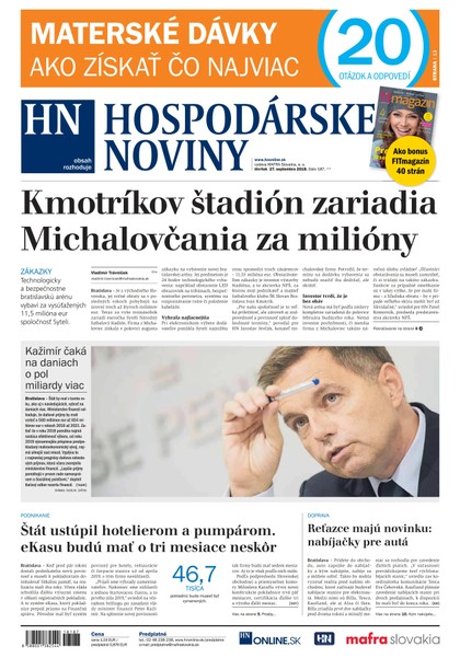 E-magazín Hospodárske noviny 27.09.2018 - MAFRA Slovakia, a.s.