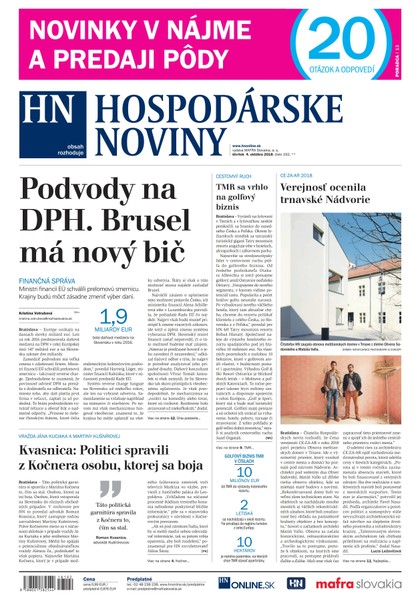 E-magazín Hospodárske noviny 04.10.2018 - MAFRA Slovakia, a.s.