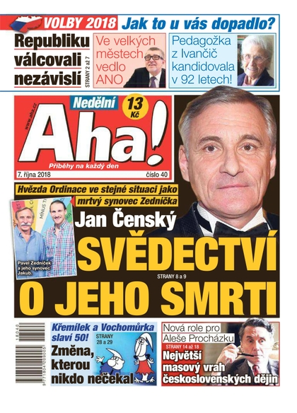 E-magazín Nedělní AHA! - 7.10.2018 - CZECH NEWS CENTER a. s.