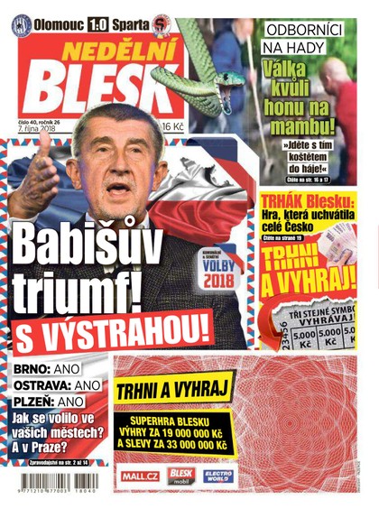 E-magazín Nedělní Blesk - 7.10.2018 - CZECH NEWS CENTER a. s.