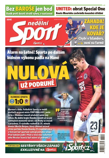 E-magazín Nedělní Sport - 7.10.2018 - CZECH NEWS CENTER a. s.