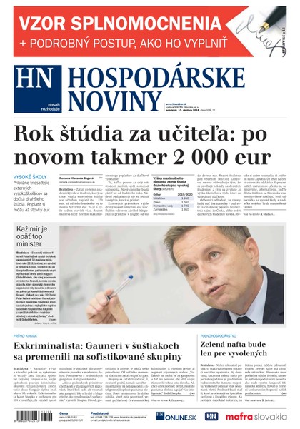 E-magazín Hospodárske noviny 15.10.2018 - MAFRA Slovakia, a.s.