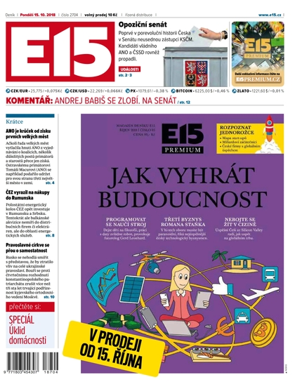 E-magazín E15 - 15.10.2018 - CZECH NEWS CENTER a. s.