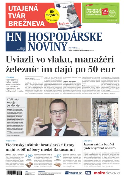 E-magazín Hospodárske noviny 19.10.2018 - MAFRA Slovakia, a.s.