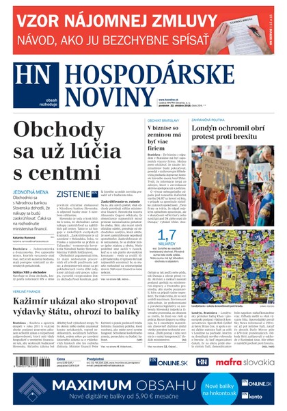 E-magazín Hospodárske noviny 22.10.2018 - MAFRA Slovakia, a.s.
