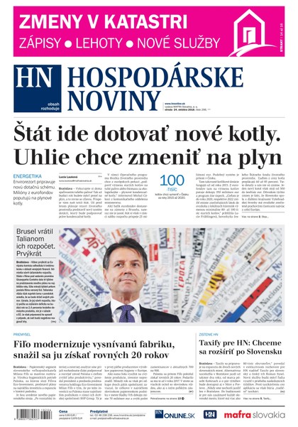 E-magazín Hospodárske noviny 24.10.2018 - MAFRA Slovakia, a.s.