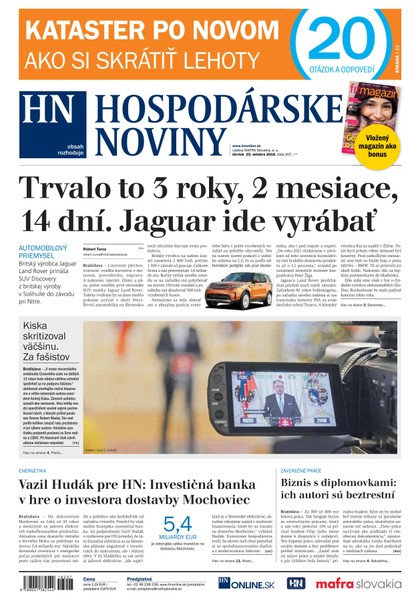 E-magazín Hospodárske noviny 25.10.2018 - MAFRA Slovakia, a.s.