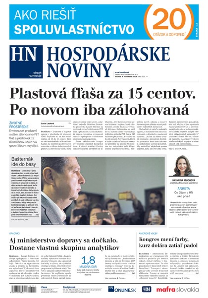 E-magazín Hospodárske noviny 08.11.2018 - MAFRA Slovakia, a.s.