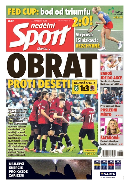 E-magazín Nedělní Sport - 11.11.2018 - CZECH NEWS CENTER a. s.