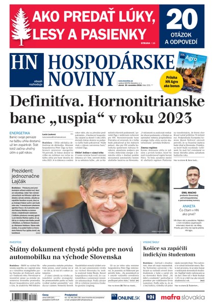 E-magazín Hospodárske noviny 20.11.2018 - MAFRA Slovakia, a.s.