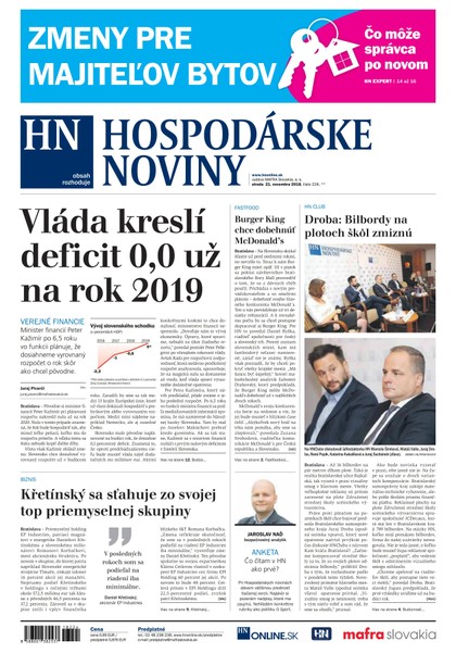 E-magazín Hospodárske noviny 21.11.2018 - MAFRA Slovakia, a.s.