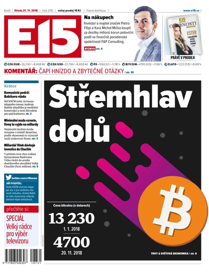 E-magazín E15 - 21.11.2018 - CZECH NEWS CENTER a. s.