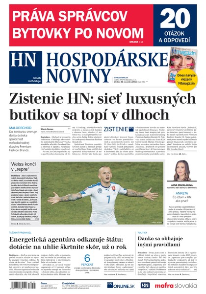 E-magazín Hospodárske noviny 22.11.2018 - MAFRA Slovakia, a.s.