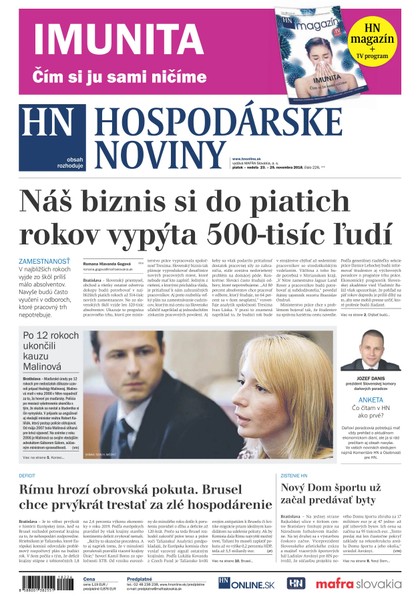 E-magazín Hospodárske noviny 23.11.2018 - MAFRA Slovakia, a.s.