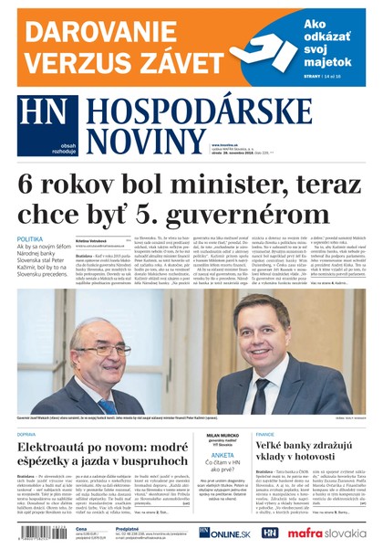 E-magazín Hospodárske noviny 28.11.2018 - MAFRA Slovakia, a.s.