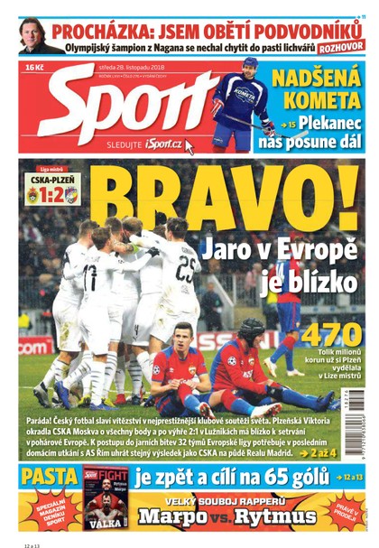 E-magazín Sport - 28.11.2018 - CZECH NEWS CENTER a. s.