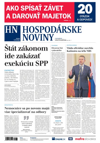 E-magazín Hospodárske noviny 29.11.2018 - MAFRA Slovakia, a.s.