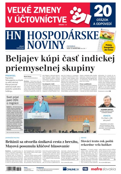 E-magazín Hospodárske noviny 11.12.2018 - MAFRA Slovakia, a.s.