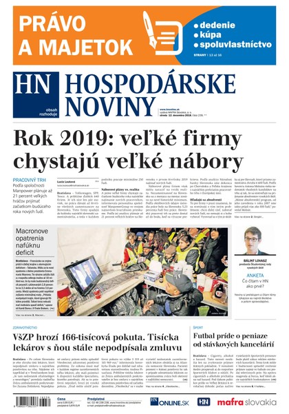 E-magazín Hospodárske noviny 12.12.2018 - MAFRA Slovakia, a.s.