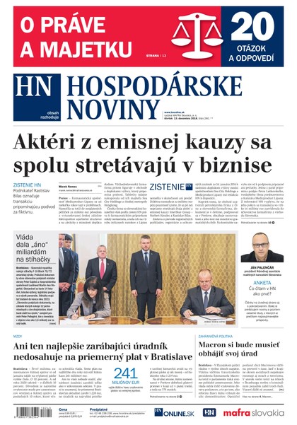 E-magazín Hospodárske noviny 13.12.2018 - MAFRA Slovakia, a.s.