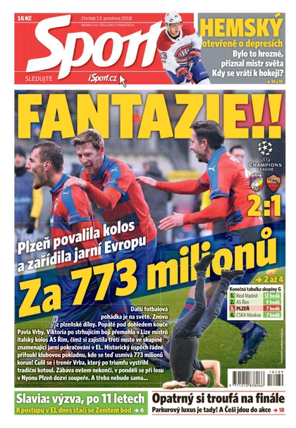 E-magazín Sport - 13.12.2018 - CZECH NEWS CENTER a. s.