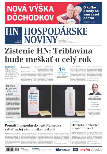 E-magazín Hospodárske noviny 17.12.2018 - MAFRA Slovakia, a.s.