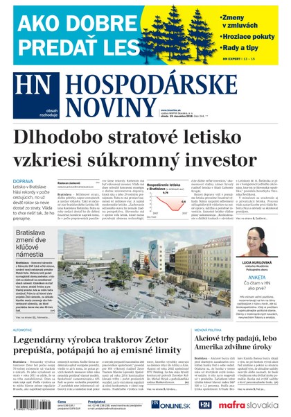 E-magazín Hospodárske noviny 19.12.2018 - MAFRA Slovakia, a.s.