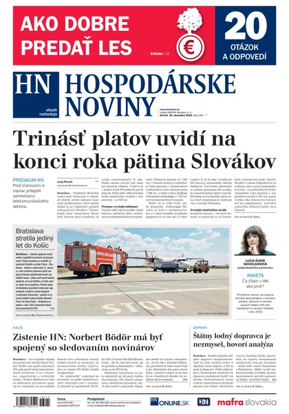 E-magazín Hospodárske noviny 20.12.2018 - MAFRA Slovakia, a.s.