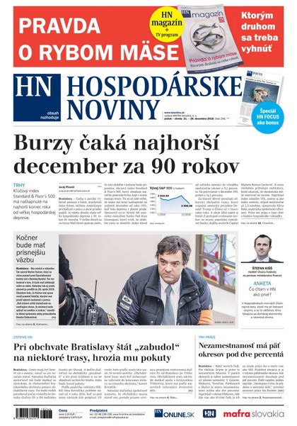 E-magazín Hospodárske noviny 21.12.2018 - MAFRA Slovakia, a.s.