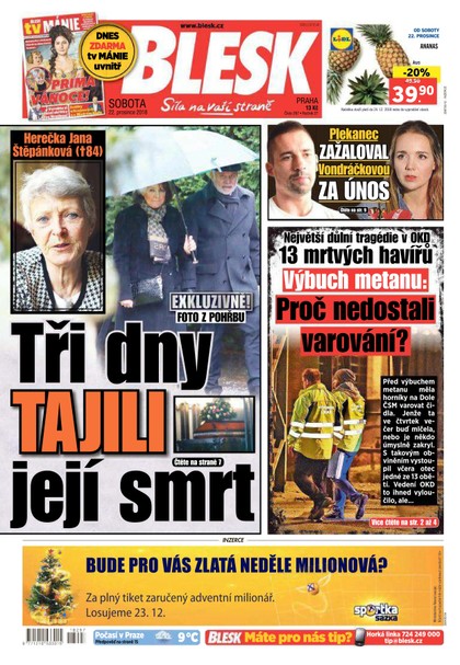 E-magazín Blesk - 22.12.2018 - CZECH NEWS CENTER a. s.