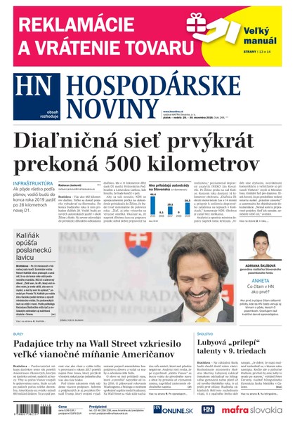 E-magazín Hospodárske noviny 28.12.2018 - MAFRA Slovakia, a.s.