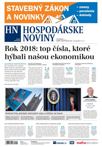 E-magazín Hospodárske noviny 31.12.2018 - MAFRA Slovakia, a.s.
