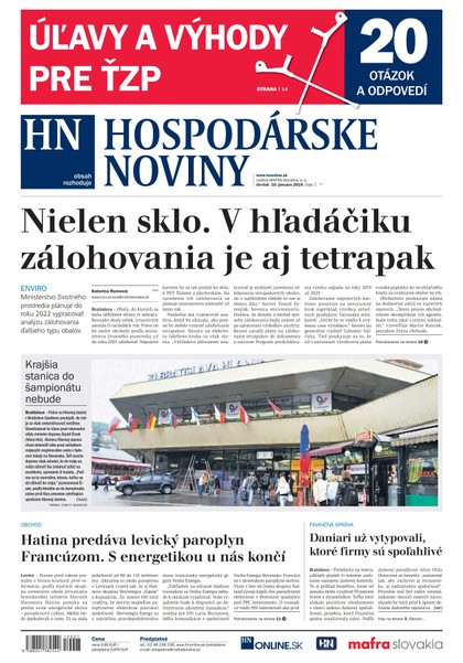 E-magazín Hospodárske noviny 10.01.2019 - MAFRA Slovakia, a.s.