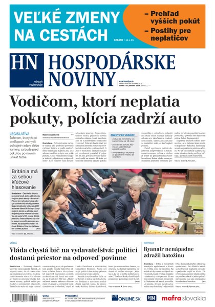E-magazín Hospodárske noviny 16.01.2019 - MAFRA Slovakia, a.s.