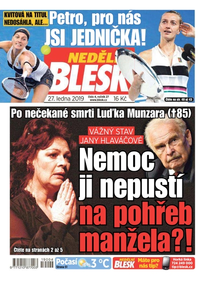 E-magazín Nedělní Blesk - 27.1.2019 - CZECH NEWS CENTER a. s.