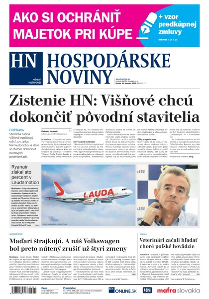 E-magazín Hospodárske noviny 30.01.2019 - MAFRA Slovakia, a.s.