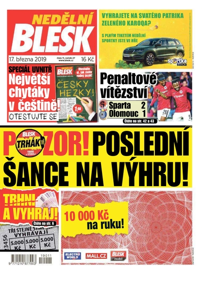 E-magazín Nedělní Blesk - 17.3.2019 - CZECH NEWS CENTER a. s.