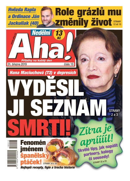 E-magazín Nedělní AHA! - 31.3.2019 - CZECH NEWS CENTER a. s.
