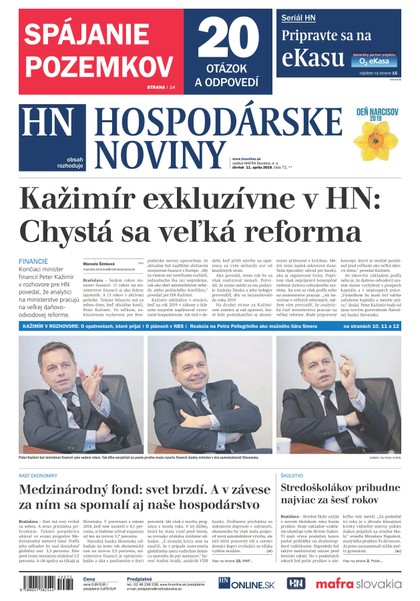 E-magazín Hospodárske noviny 11.04.2019 - MAFRA Slovakia, a.s.