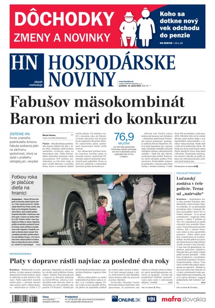 E-magazín Hospodárske noviny 15.04.2019 - MAFRA Slovakia, a.s.