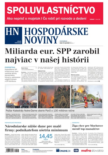 E-magazín Hospodárske noviny 17.04.2019 - MAFRA Slovakia, a.s.
