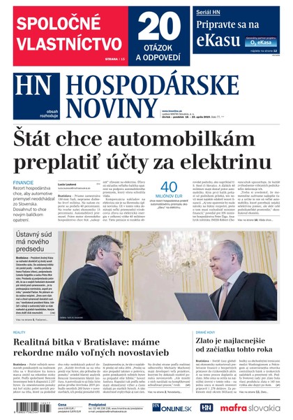 E-magazín Hospodárske noviny 18.04.2019 - MAFRA Slovakia, a.s.