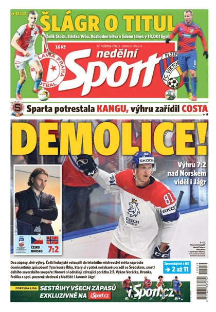 E-magazín Nedělní Sport - 12.5.2019 - CZECH NEWS CENTER a. s.