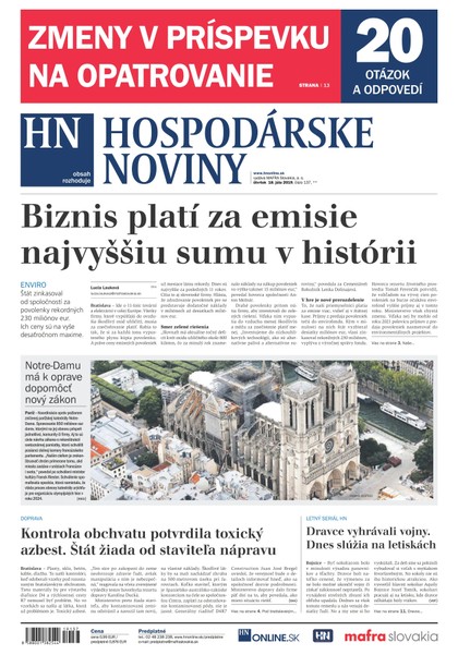 E-magazín Hospodárske noviny 18.07.2019 - MAFRA Slovakia, a.s.