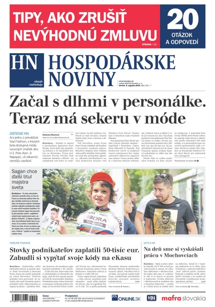 E-magazín Hospodárske noviny 08.08.2019 - MAFRA Slovakia, a.s.