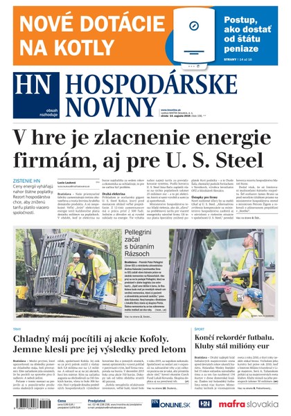 E-magazín Hospodárske noviny 14.08.2019 - MAFRA Slovakia, a.s.